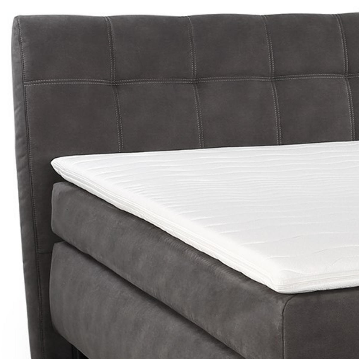 BOXSPRINGBETT 140x200 cm mit Bonell-Federkernmatratze H2 inkl. Topper, Bonell-Federkernpolsterung, Mikrofaser-Bezug in Dunkelgrau / 20007 - Dunkelgrau/Schwarz, Textil/Metall (140/200cm) - luma-home