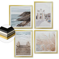 WANDBILDER 4er Set - 50x50 cm & 40x60 cm Goldrahmen - Meeresarchitektur Santorin - Goldfarben, Kunststoff (50/50cm) - ArtPrintCave