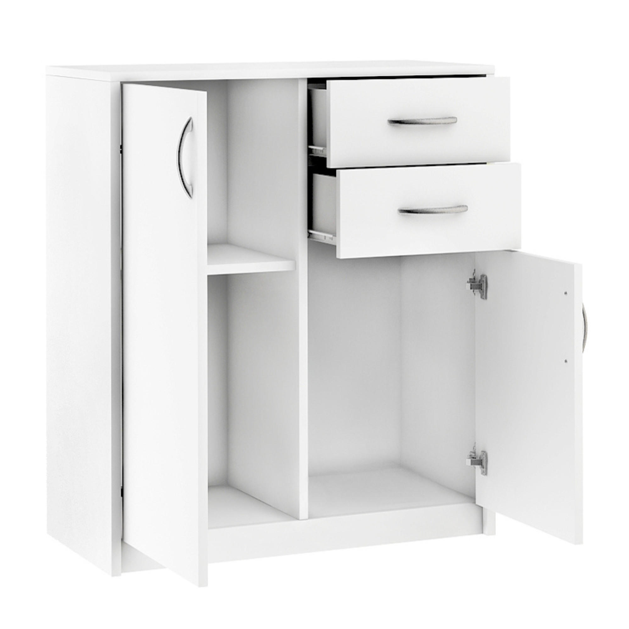 KOMMODE mit 2 Schubladen und 2 Türen - Weiß, Holzwerkstoff (74/85/35cm) - Home Collective