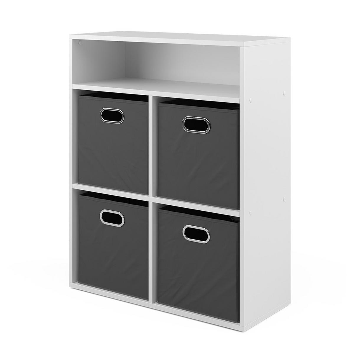 BÜCHERREGAL Weiß 72 x 90.2 cm mit 4 Faltboxen - Weiß, Holzwerkstoff (72/90.2/30.6cm) - Vicco