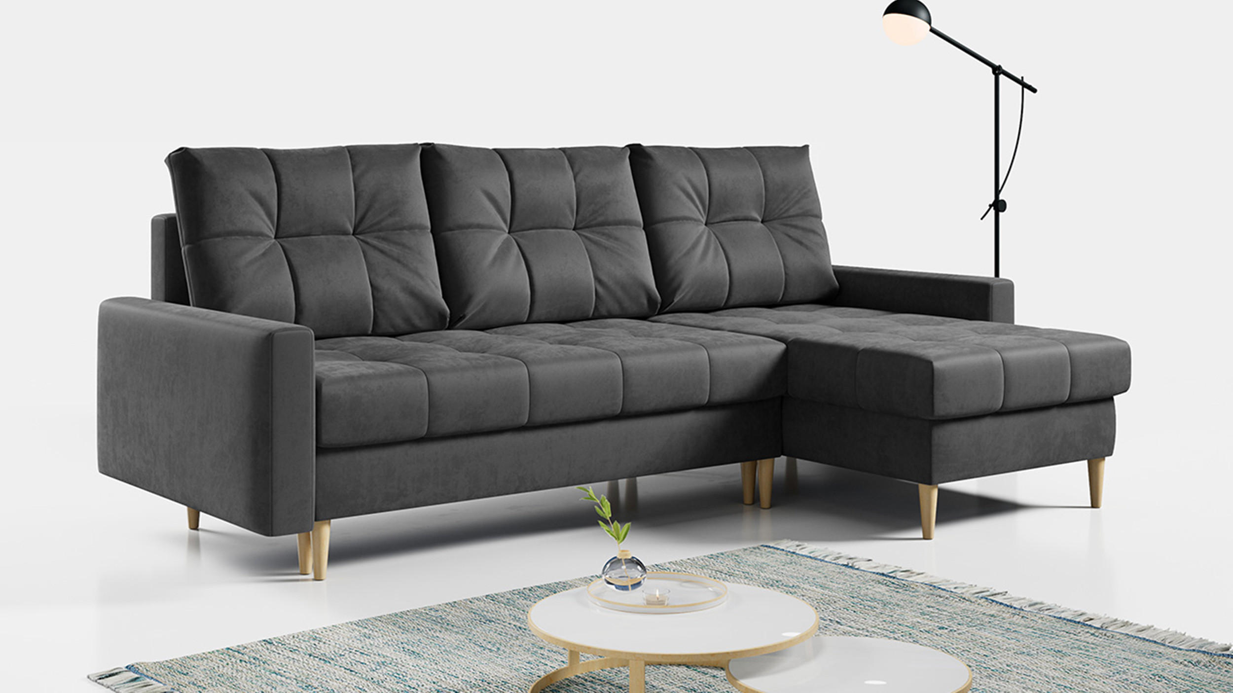 ECKSOFA Astra Grau Velvet - Braun/Grau, Holz/Textil (220/140cm) - MKS