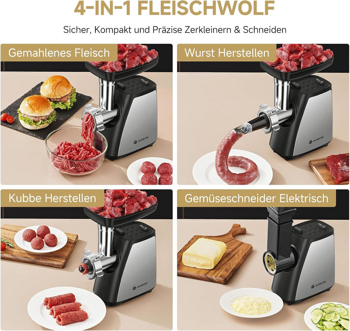 FLEISCHWOLF AAO-12 Schwarz Edelstahl - Schwarz, Metall (35/51/42cm) - AAOBOSI