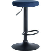 BARHOCKER Pontius Samt schwarz blau - Blau/Schwarz, Textil/Metall (38.5/81/38.5cm) - TPFLiving