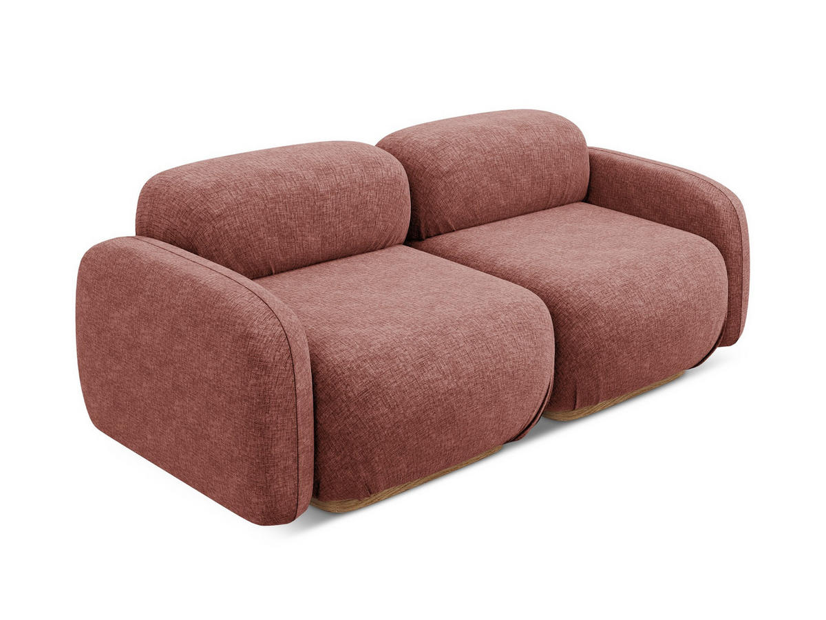 3-SITZER SOFA Chenille Stoff Pink - Pink/Hellrosa, Holz/Textil (190/73/95cm) - Makamii