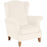 OHRENSESSEL Katria Bezug Samtvelours Buche natur / creme - Weiß, Kunststoff (88/108/84cm) - 58aufmkessel