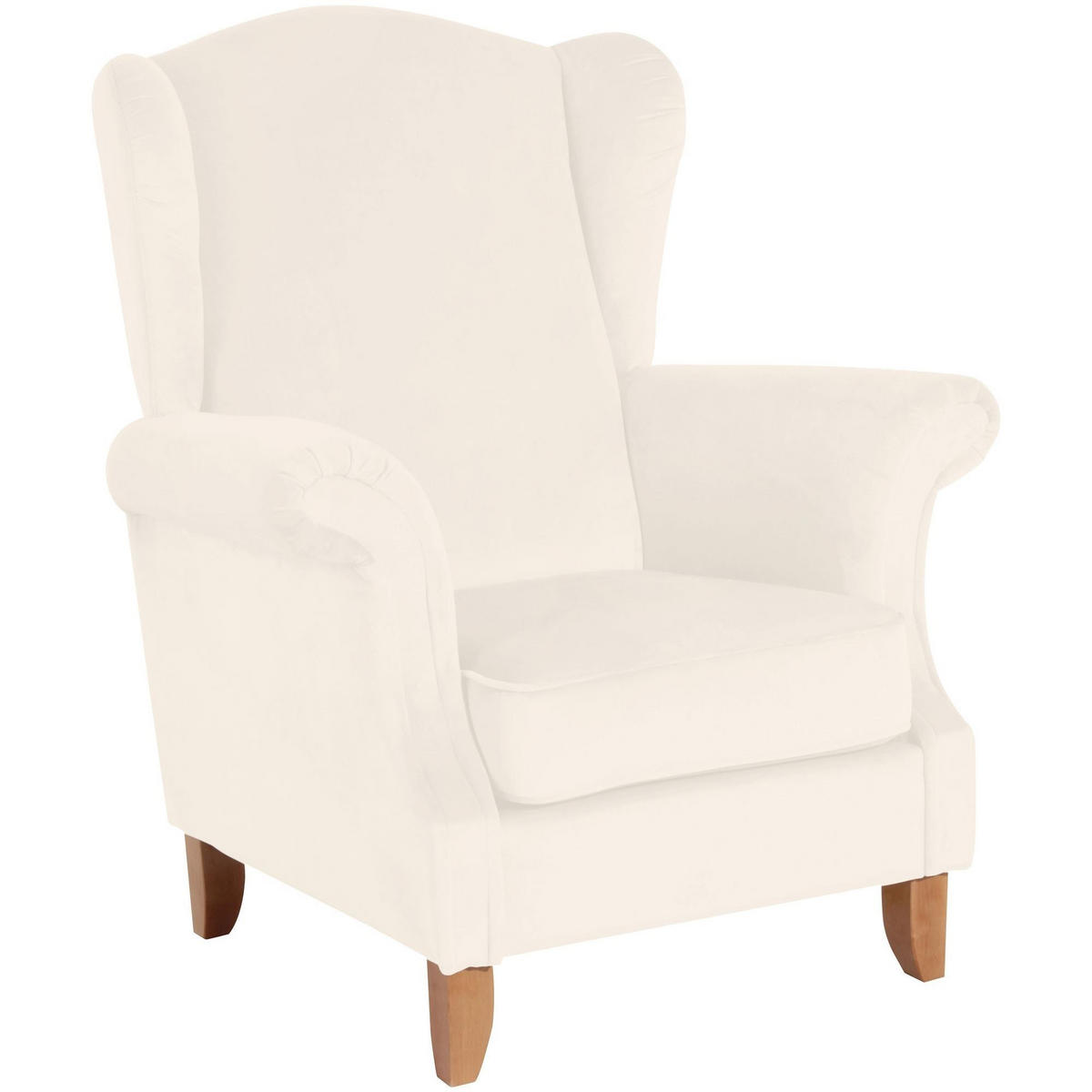 OHRENSESSEL Katria Bezug Samtvelours Buche natur / creme - Weiß, Kunststoff (88/108/84cm) - 58aufmkessel