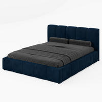 POLSTERBETT FERRO 160/200 cm, in Dunkelblau, Velours-Stoff, gepolstertes Kopfteil, Lattenrost, Bettkasten - Dunkelblau, Textil (180/200cm) - Barchello