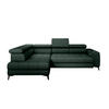 ECKSOFA BAGGIO Letto Stoff, Schlaffunktion, Bettkasten, Sitztiefe, Kopfstützen 280x196cm – Links – Dunkelgrün - Dunkelgrün, Holz/Textil (196/280cm) - DomoHome