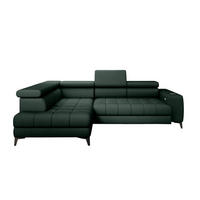 ECKSOFA BAGGIO Letto Stoff, Schlaffunktion, Bettkasten, Sitztiefe, Kopfstützen 280x196cm – Links – Dunkelgrün - Dunkelgrün, Holz/Textil (196/280cm) - DomoHome