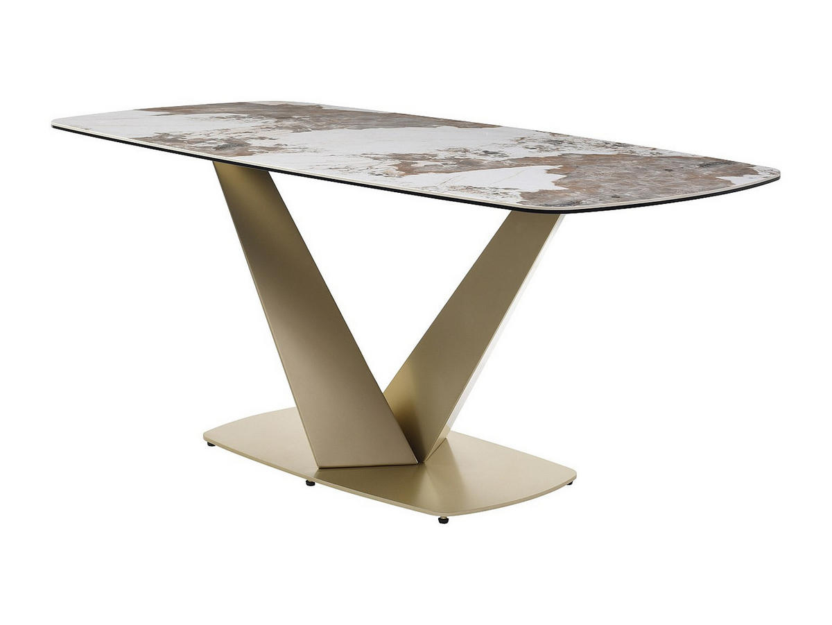 ESSTISCH - 6 Personen - Glas, Keramik - Grau, Weiß - PORELIMA - Weiß/Grau, Glas/Keramik (90/180/76cm) - Vente-Unique