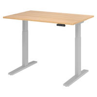SCHREIBTISCH elektrisch XMKA 80/120/74 cm in Eichefarben/Silberfarben - Eichefarben/Silberfarben, Holzwerkstoff (80/120/74cm) - bümö