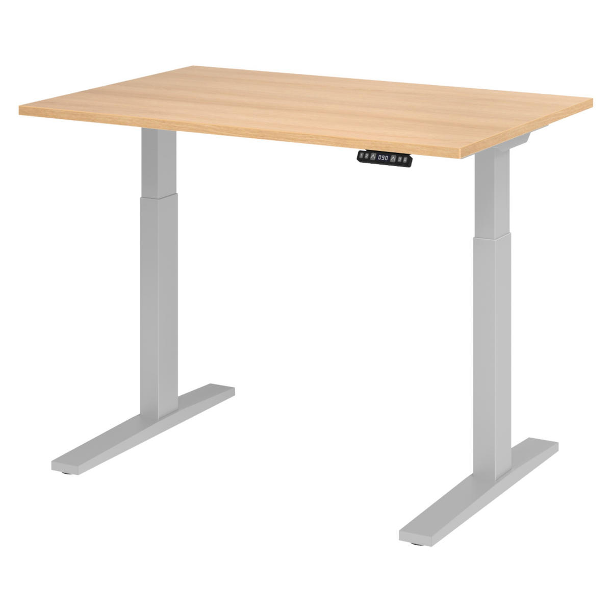 SCHREIBTISCH elektrisch XMKA 80/120/74 cm in Eichefarben/Silberfarben - Eichefarben/Silberfarben, Holzwerkstoff (80/120/74cm) - bümö