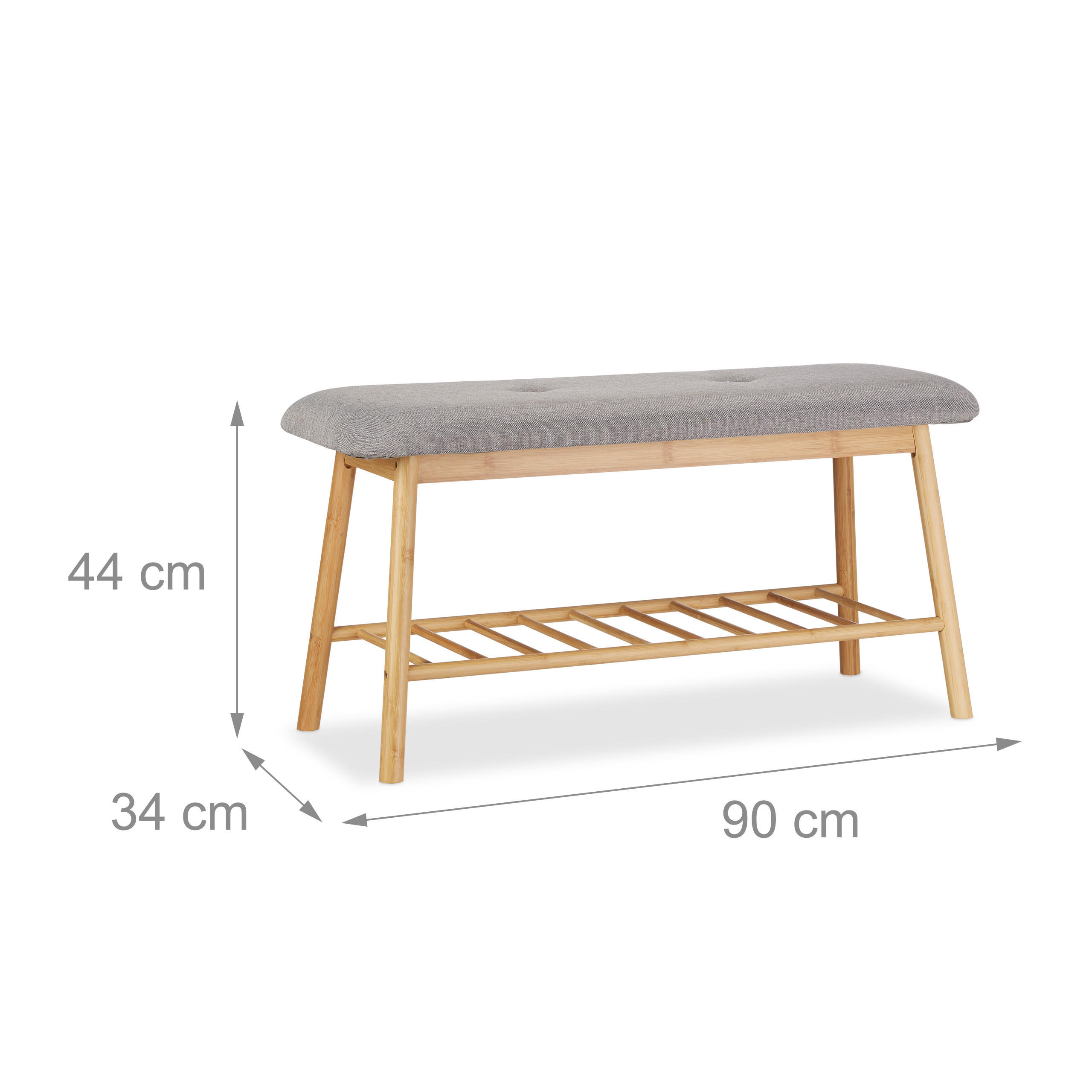 Thumbnail - Relaxdays Schuhbank, Mehrfarbig, Holz, Textil, 90x44x34 cm, Garderobe, Garderobenbänke, Schuhbänke