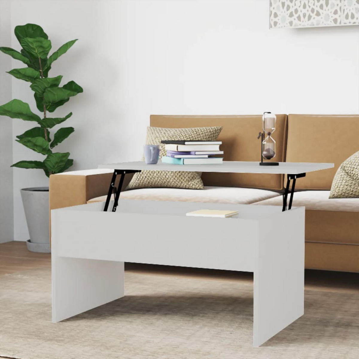 COUCHTISCH Weiß 80x50,5x41,5 cm Holzwerkstoff - Weiß, Holzwerkstoff (80/50.5/41.5cm) - furnicato