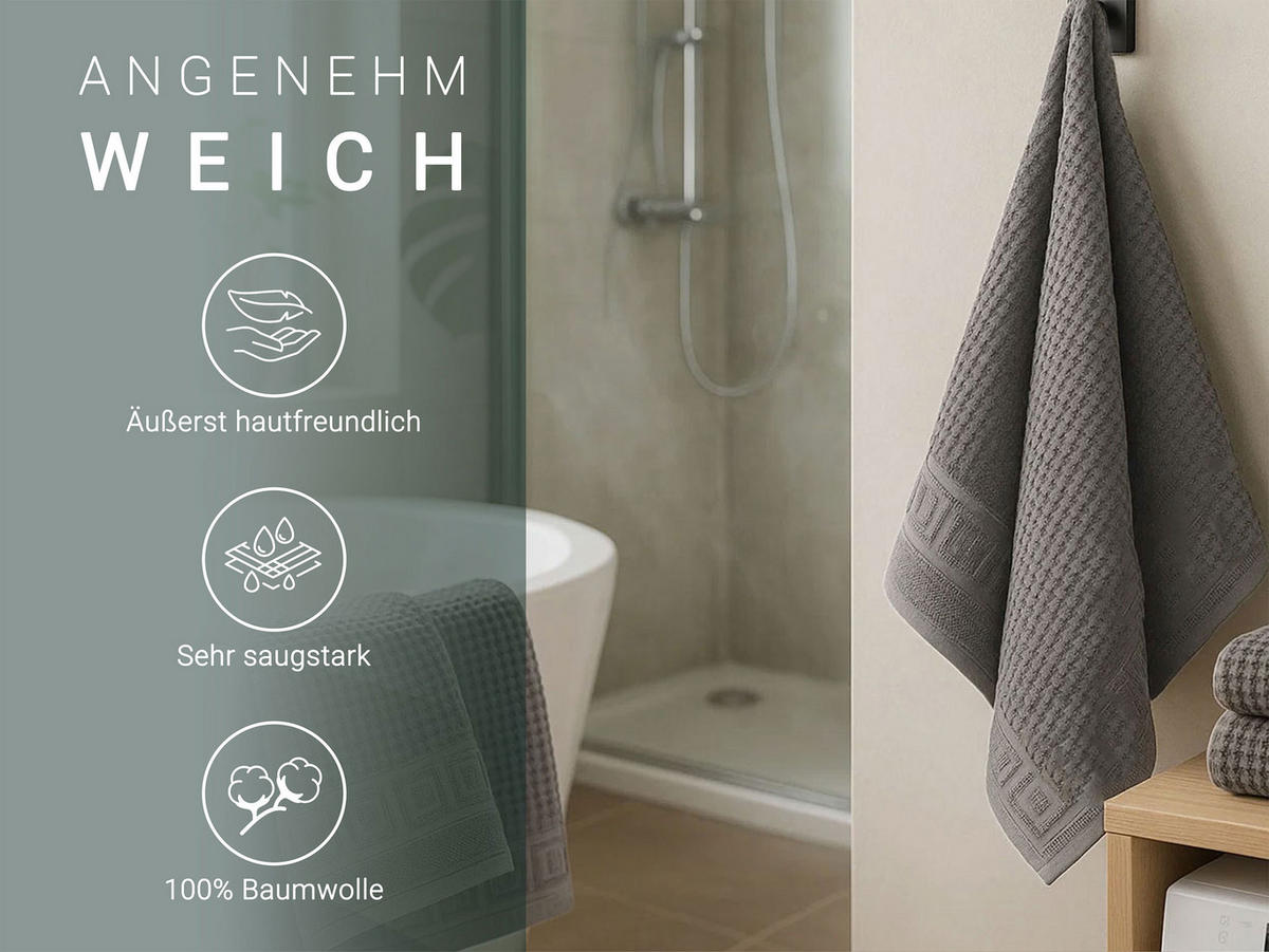 DUSCHTÜCHER, 4er-Set, 70x140 cm, 100% Baumwolle, Grau - Anthrazit, Textil (70/140cm) - Zollner