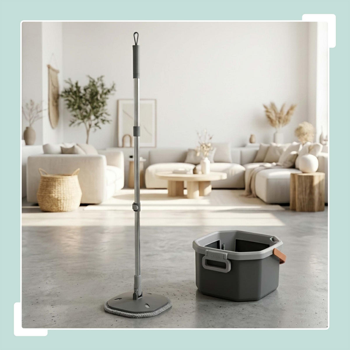 MOP Antracit Šedá Oranžová rotační-kbelík 6 l oddělená voda 2dílná-sada mikrovlákno tyč - různobarevná, kov/textil (34/20/33cm) - Relaxdays