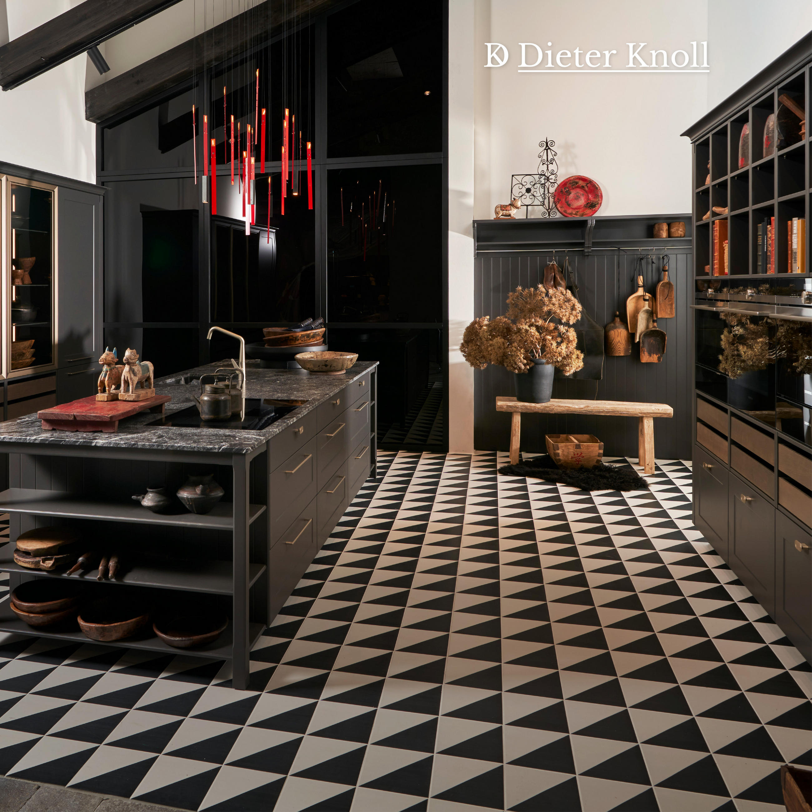 Moderne schwarze Landhausküche