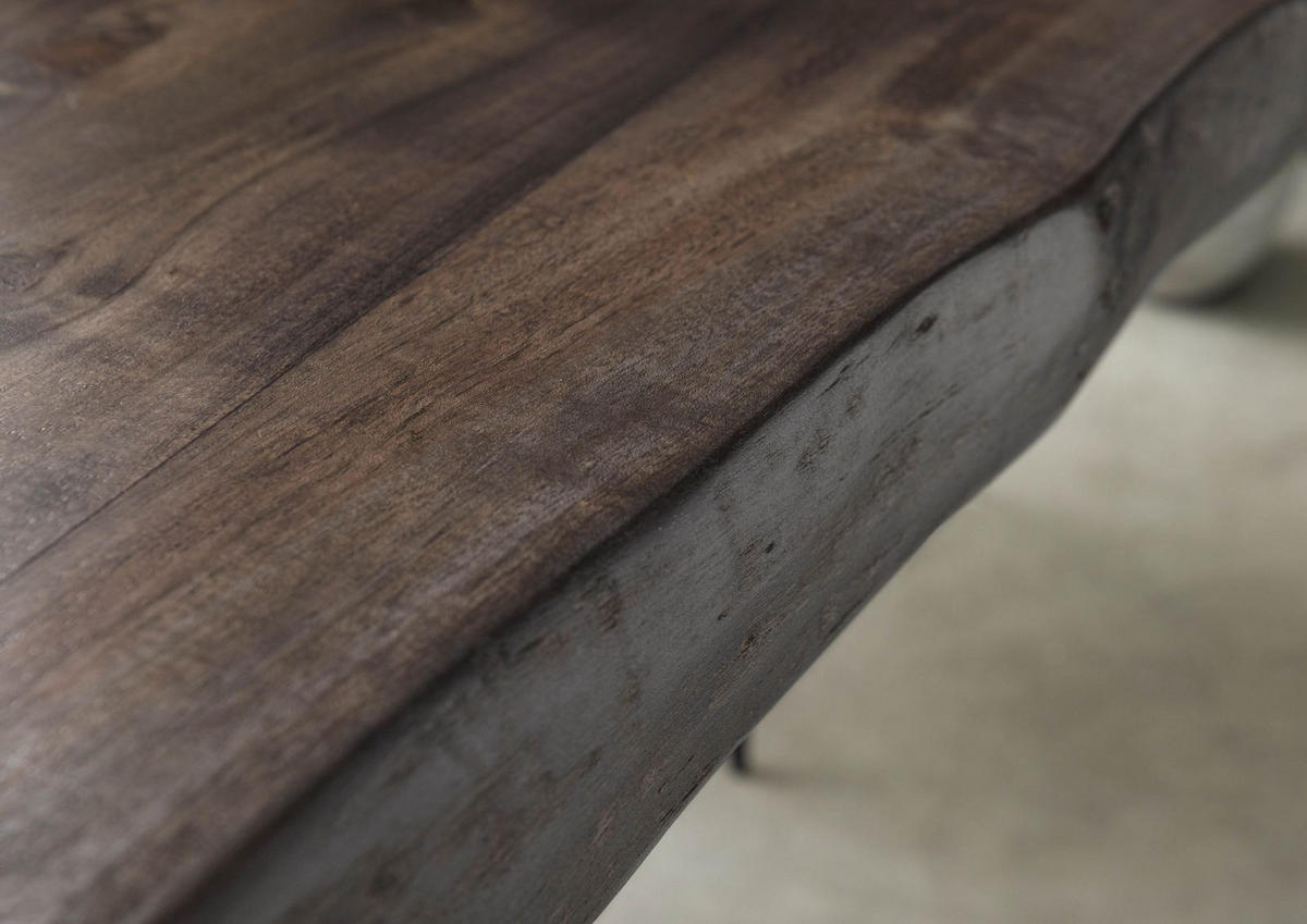 BAUMTISCH Akazie 220x100x77 grau lackiert / X-Beine anthrazit glänzend FREEFORM 5 - Grau, Holz (100/220/77cm) - Massivmoebel24