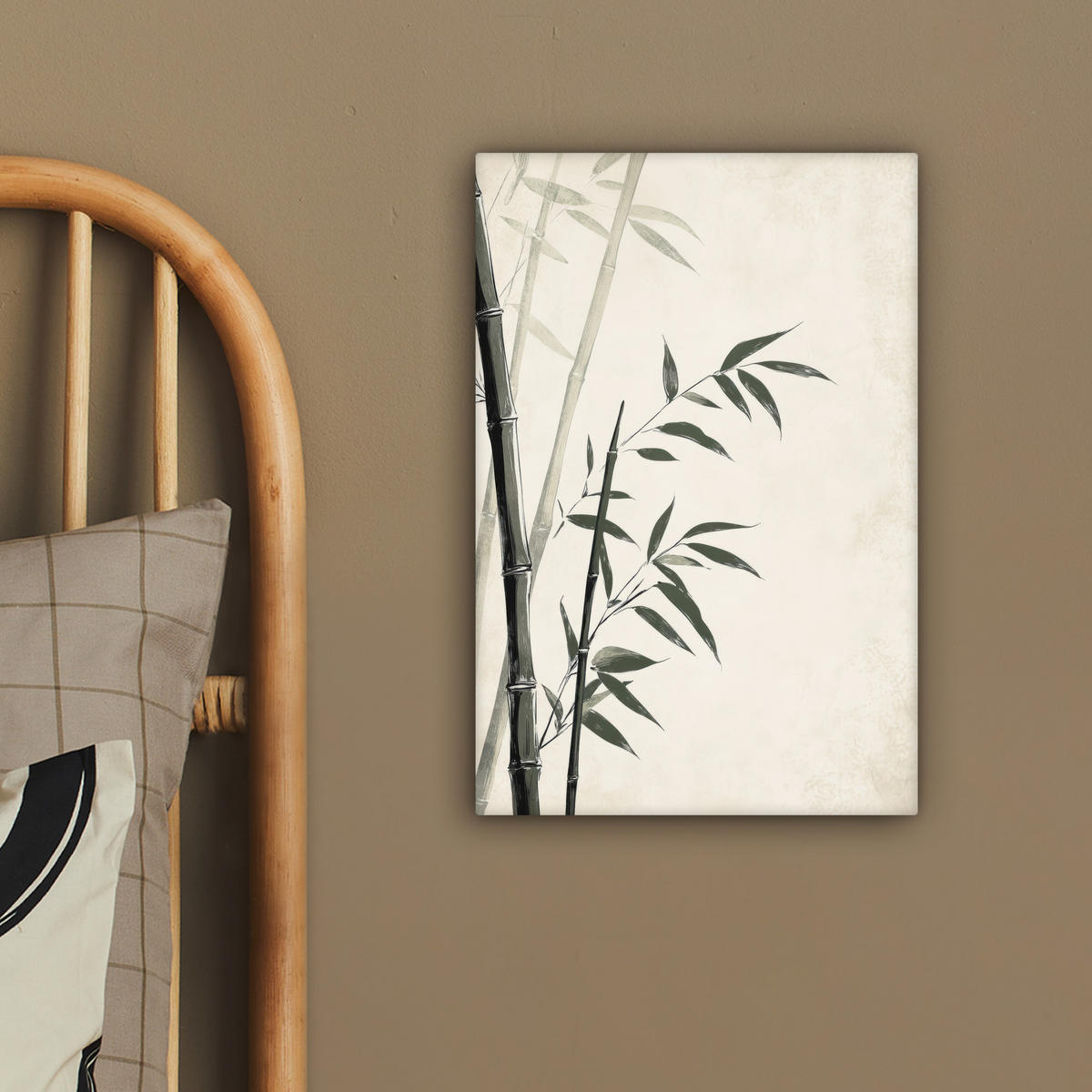 LEINWANDBILD Japandi - Bambus - Beige 20x30 cm - Eukalyptusholzfarben, Textil (20/30cm) - MuchoWow