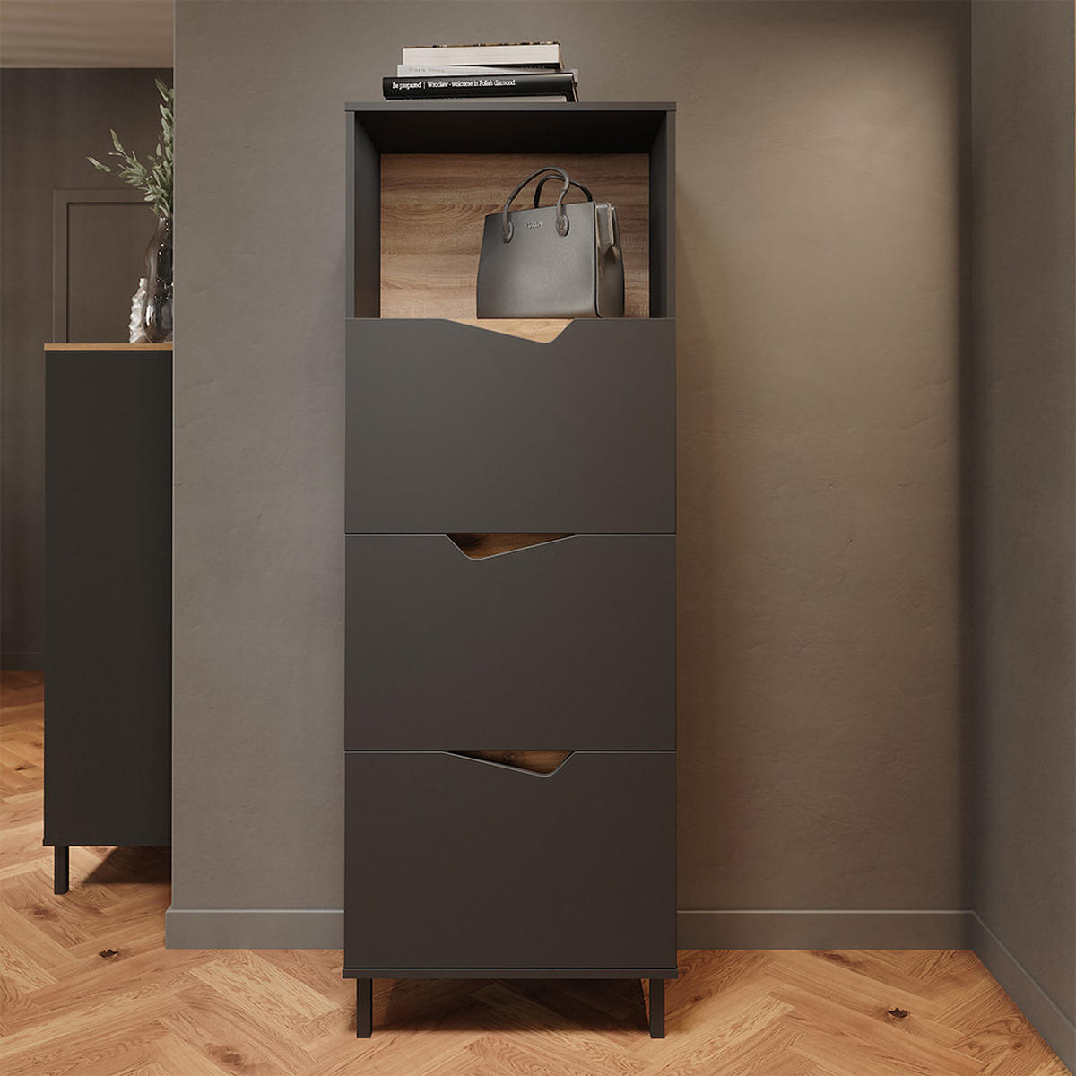 KREDENC Marelle Antracit/Artisan - antracitová, kompozitní dřevo (60/169.5/38cm) - Vicco