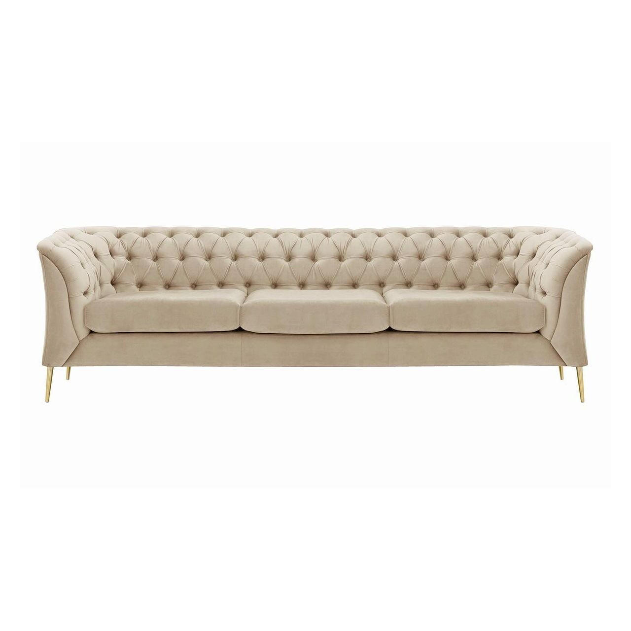 DREISITZER-SOFA Chesterfield Modern-Velluto 2 - Creme, Holz/Textil (248/74/80cm)