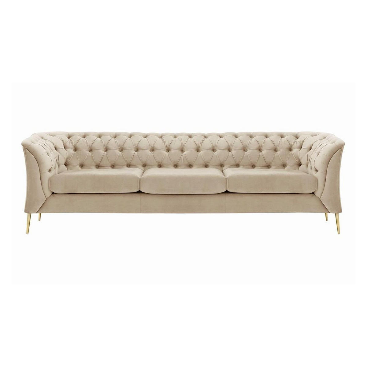 DREISITZER-SOFA Chesterfield Modern-Velluto 2 - Creme, Holz/Textil (248/74/80cm)