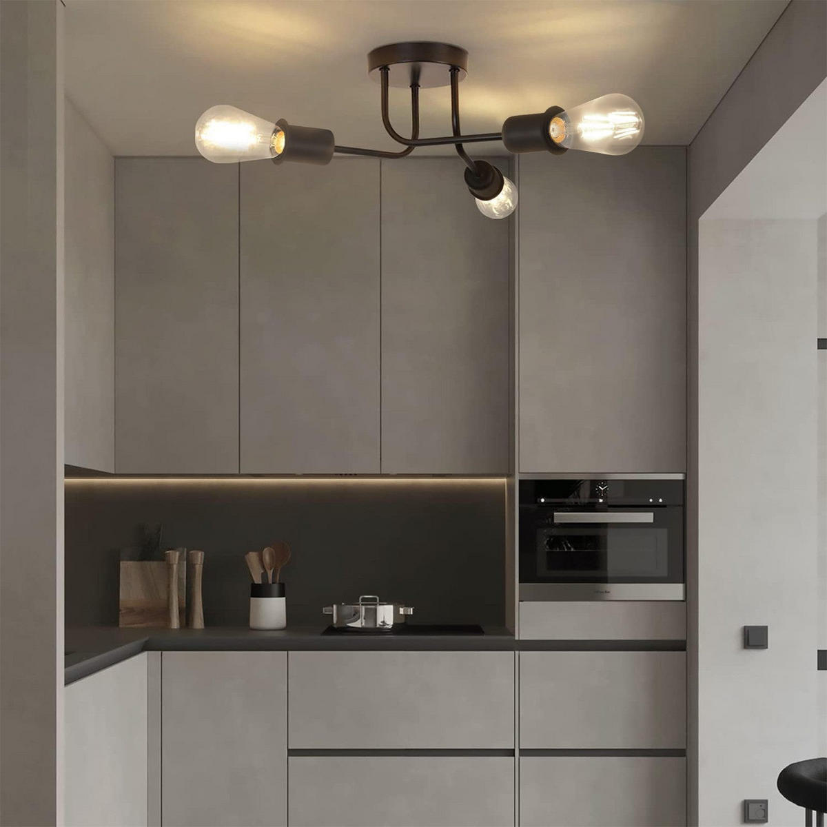 DECKENLEUCHTE Mandell 33.5/33.5/14.5 cm - Schwarz, Metall (33.5/33.5/14.5cm) - Nettlife