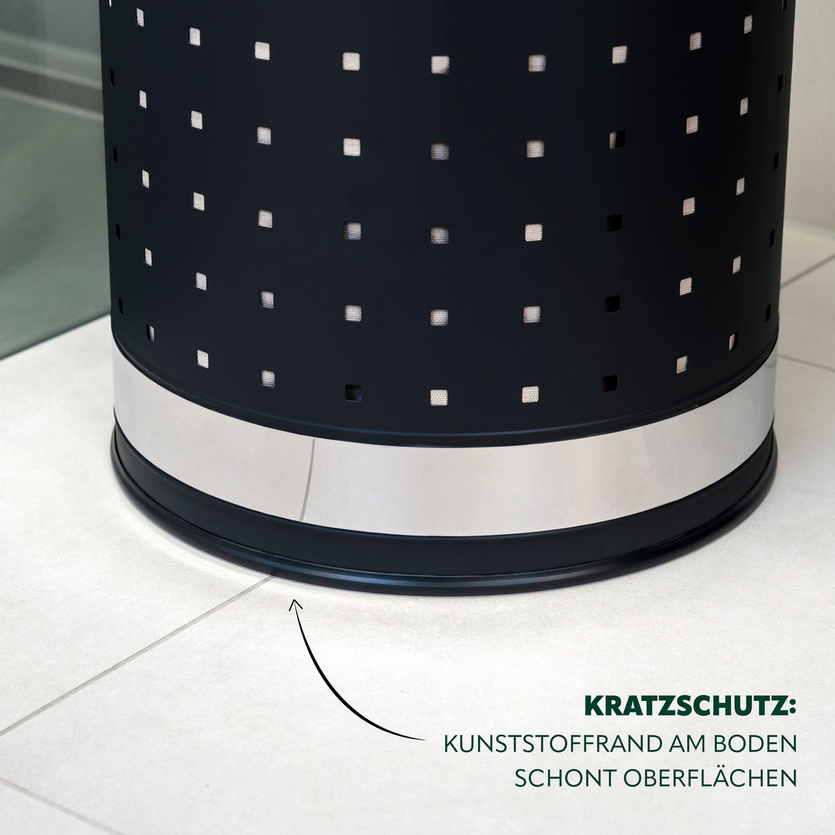 WÄSCHETONNE 50 Liter, schwarz - Schwarz, Metall (35.5/57.5/35.5cm) - eluno