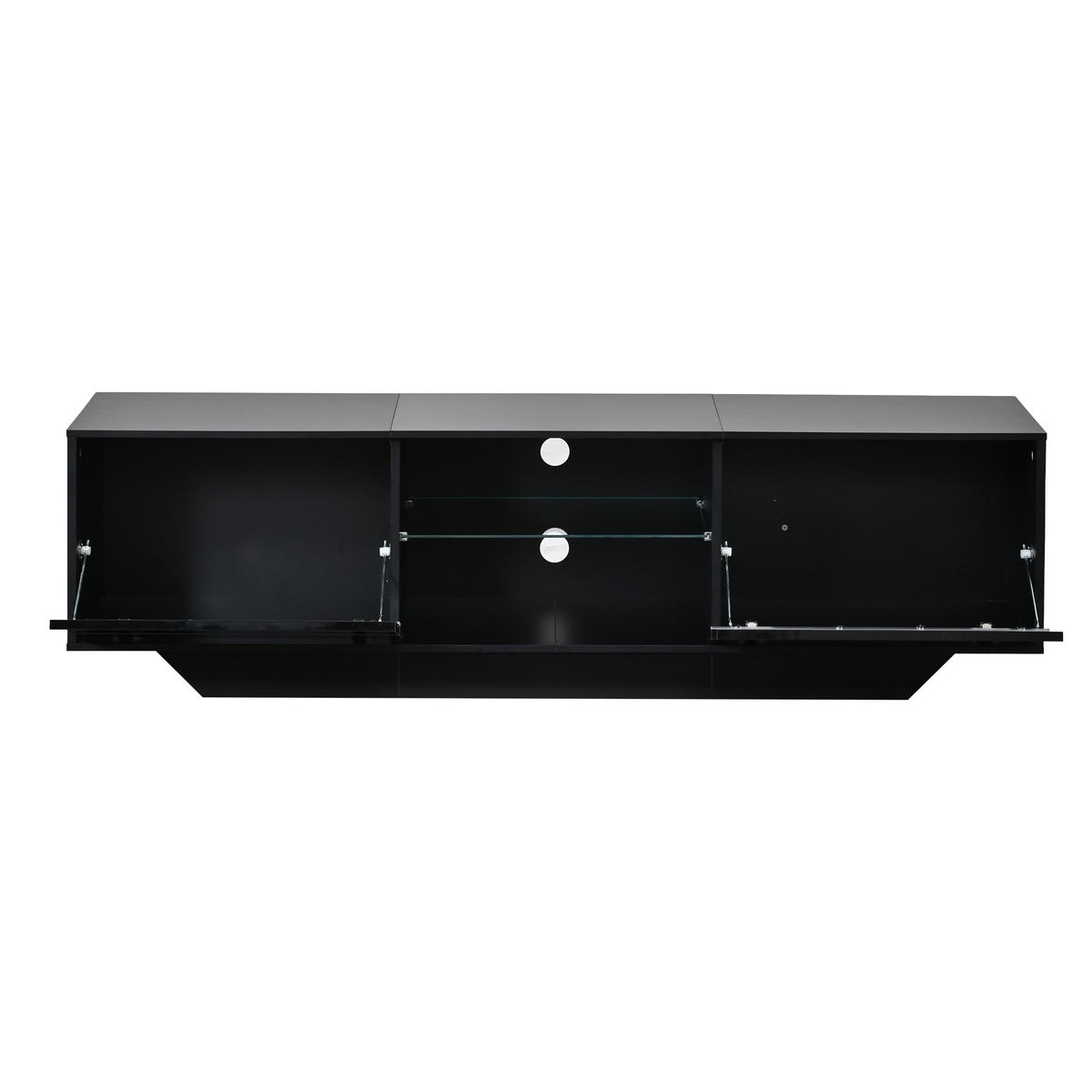 TV-LOWBOARD 160x35x44.5cm Schwarz mit LED und 2 Türen - Schwarz, Holzwerkstoff (160/44.5/35cm) - FLIEKS
