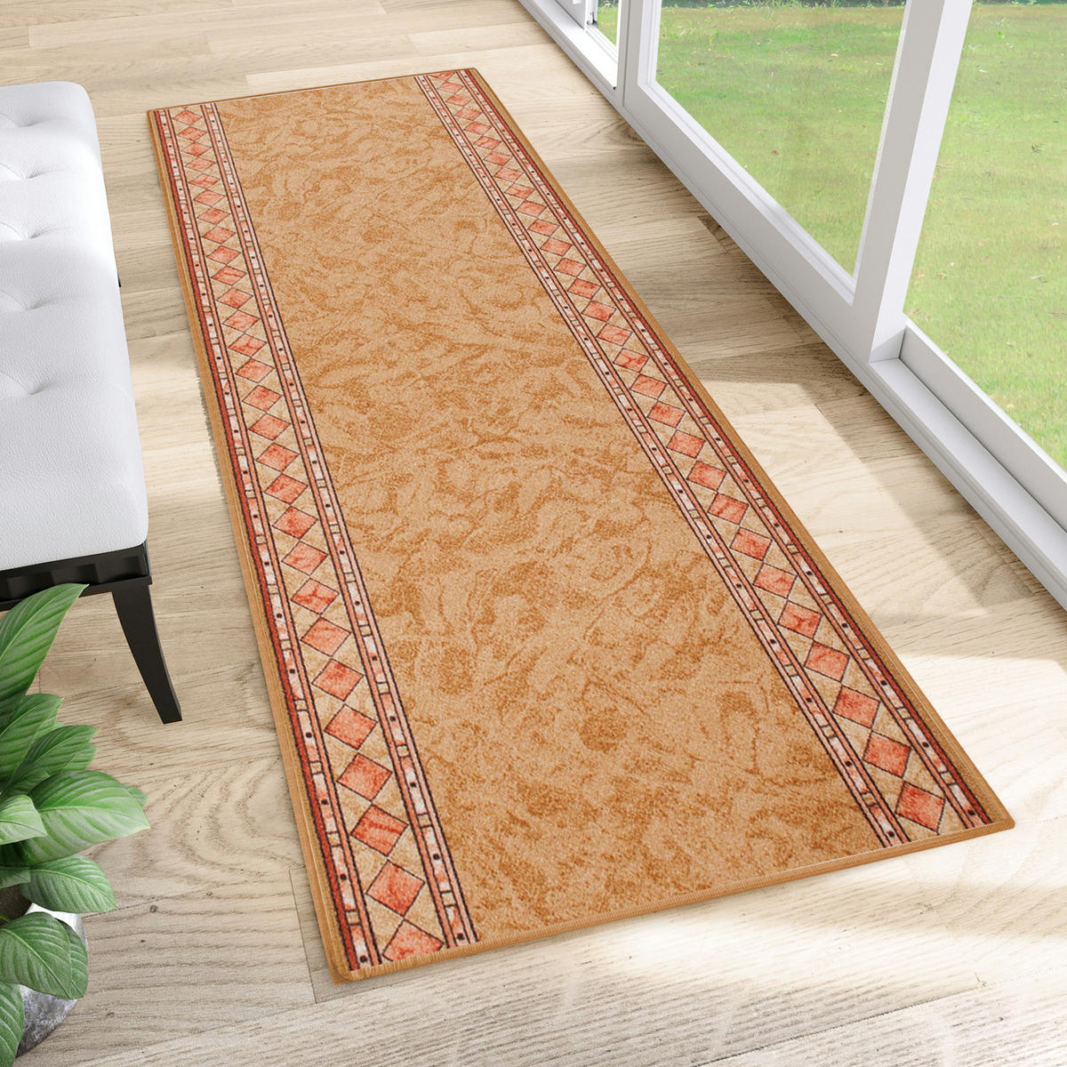 TEPPICHLÄUFER Anti-Rutsch Beige rutschfest Gummiunterlage 80/900 cm - Beige, Textil (80/900cm) - Tapiso