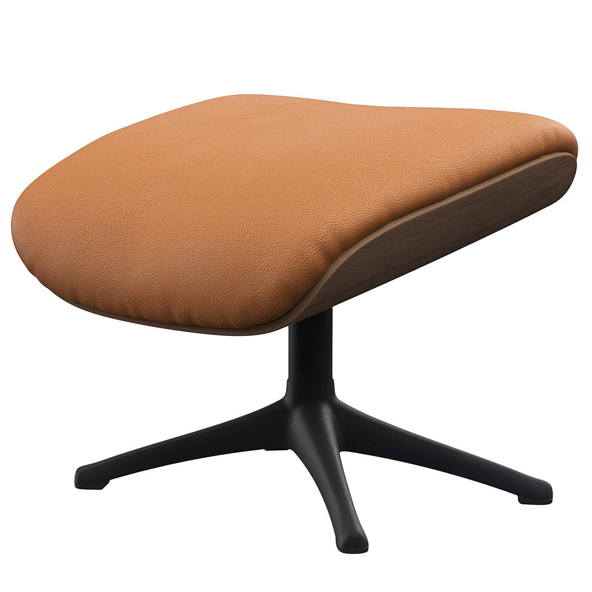 POLSTERHOCKER - Echtleder - Cognac/Schwarz, Leder/Metall (49/39/44cm) - home24