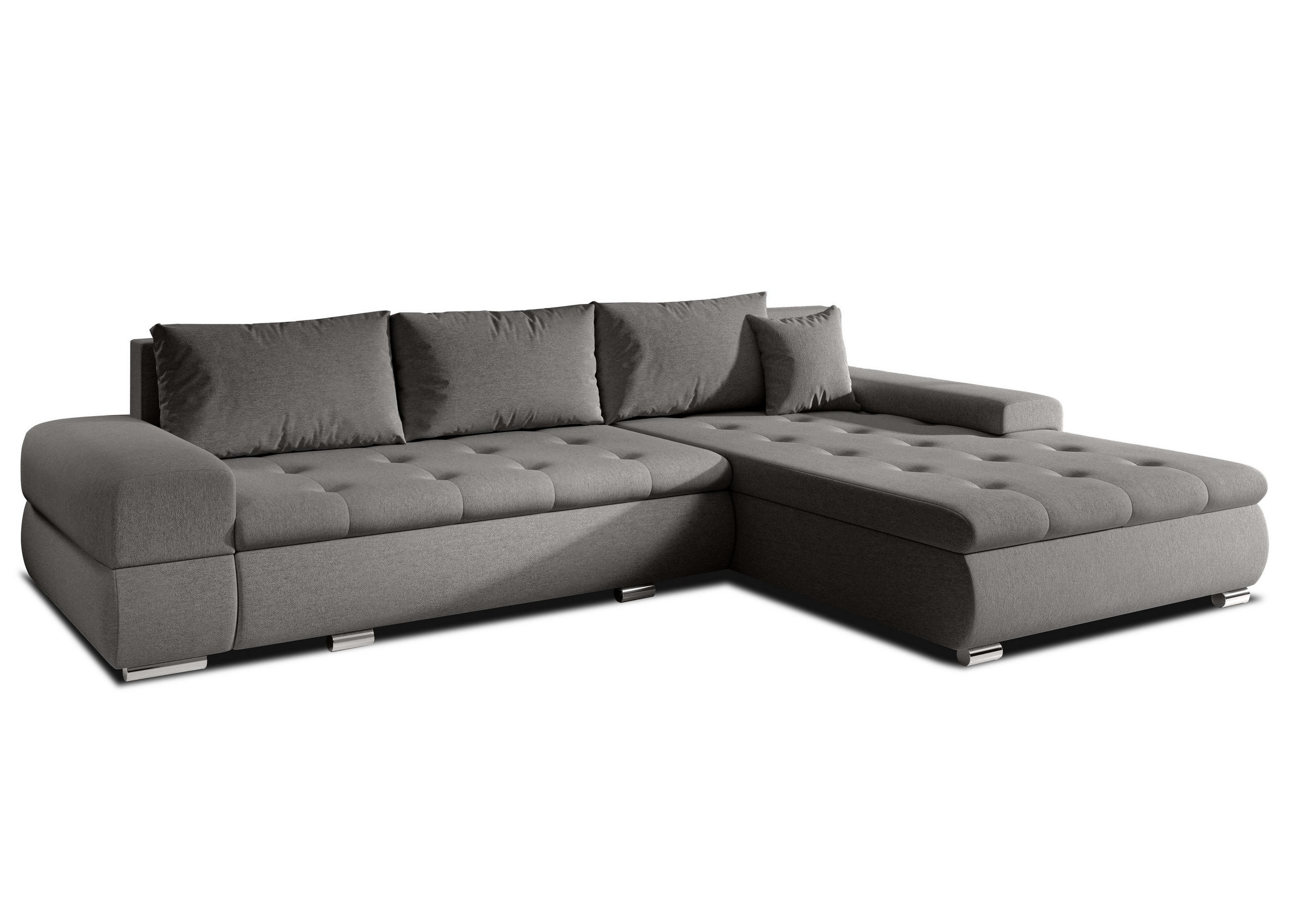 ECKSOFA L Form Sivaso Braun 310/210/85 cm – mit Schlaffunktion und Bettkasten - Hellbraun/Silberfarben, Textil/Metall (310/210cm) - AX Living