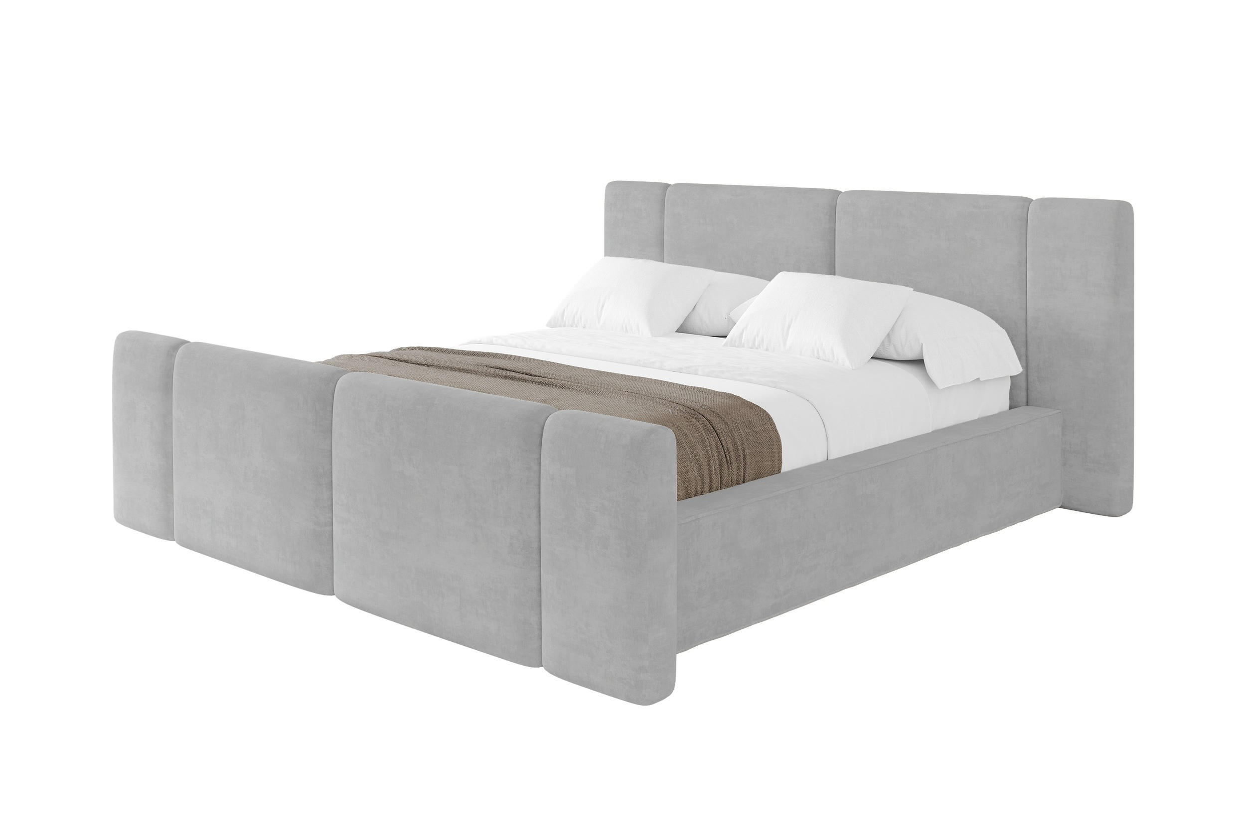 POLSTERBETT mit Bettkasten, Fußteil und Lattenrost, Bett mit Matratze H3/H4 - RIVO-Z 140x200 Grau - Hellgrau, Holzwerkstoff/Textil (140/200cm) - ALTDECOR
