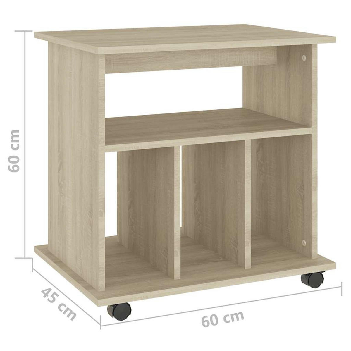 ROLLSCHRANK Sonoma-Eiche 60/45/60 Cm Holzwerkstoff - Braun, Holzwerkstoff (45/60/60cm) - vidaXL