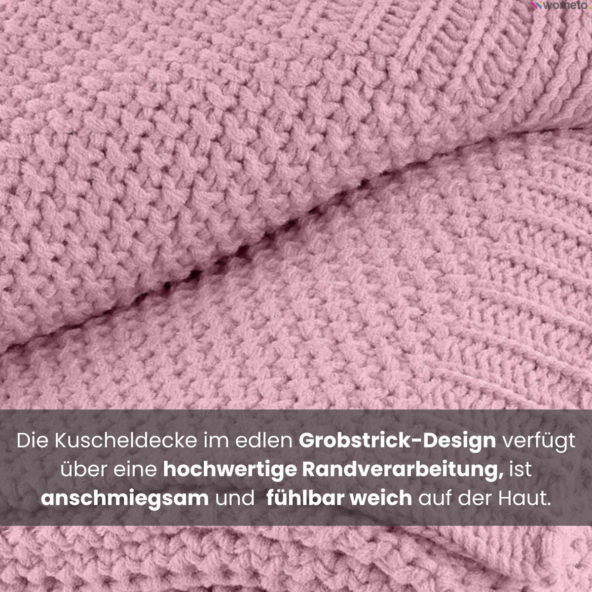 STRICKDECKE rosa 140/190 cm - Pink, Textil (140/190cm) - wometo