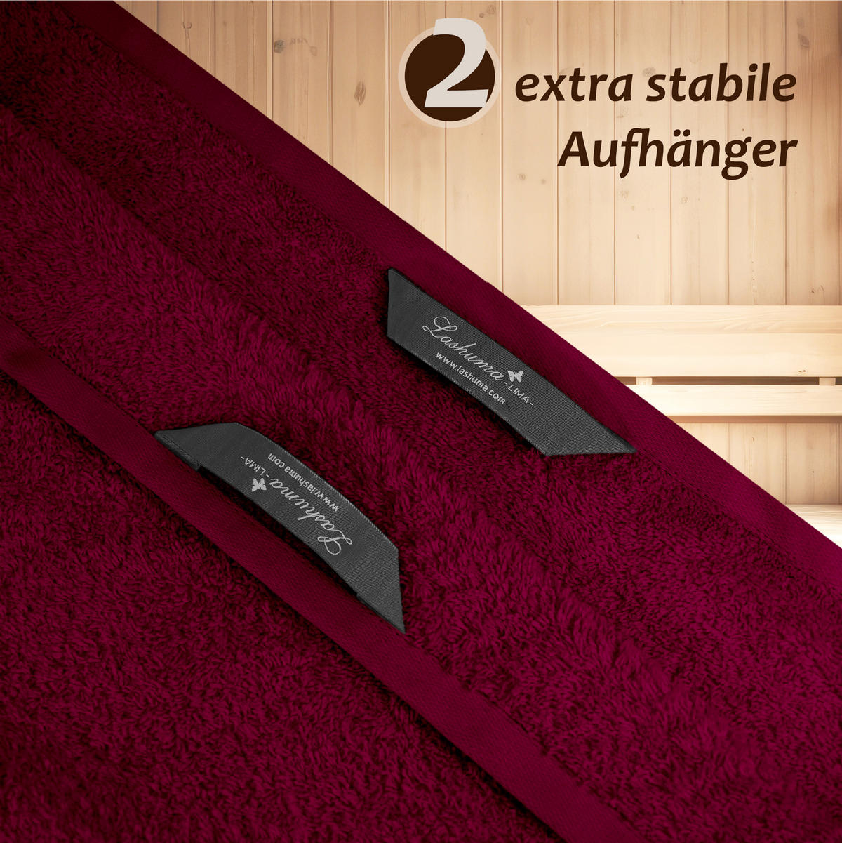 SAUNAHANDTUCH Lima Kirschrot 100x200 cm - Kirschrot, Naturmaterialien (100/200cm) - Lashuma