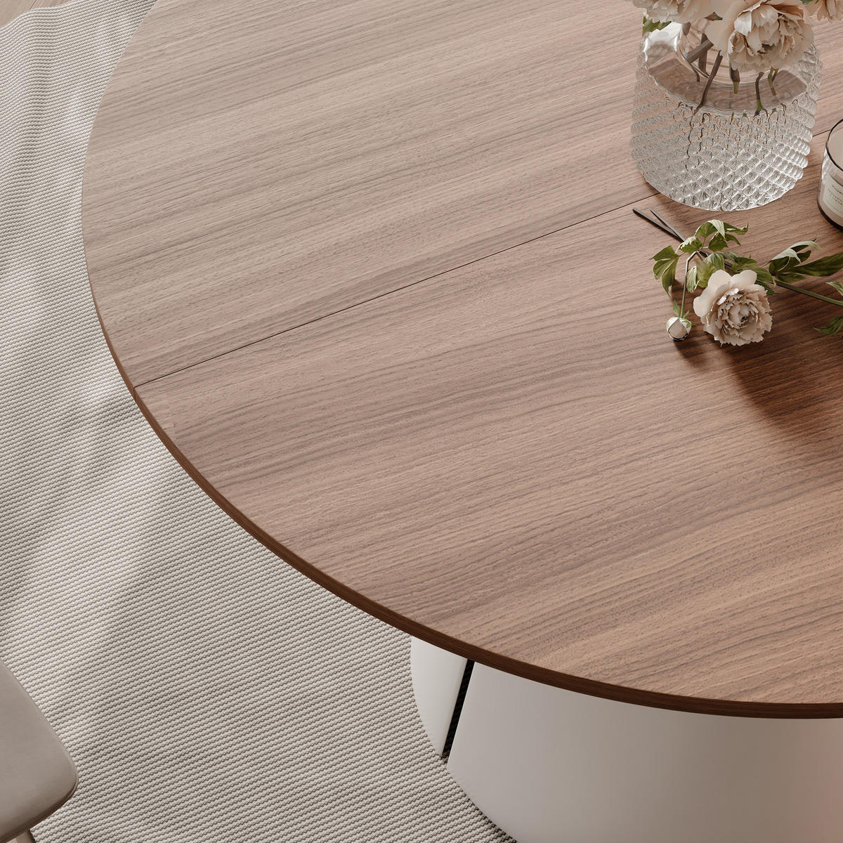 AUSZIEHTISCH BASE 100-176/76 cm, Weiß / Franklin-Nussbaum - Nussbaumfarben/Weiß, Holzwerkstoff/Metall (100/100/76cm) - Idohome
