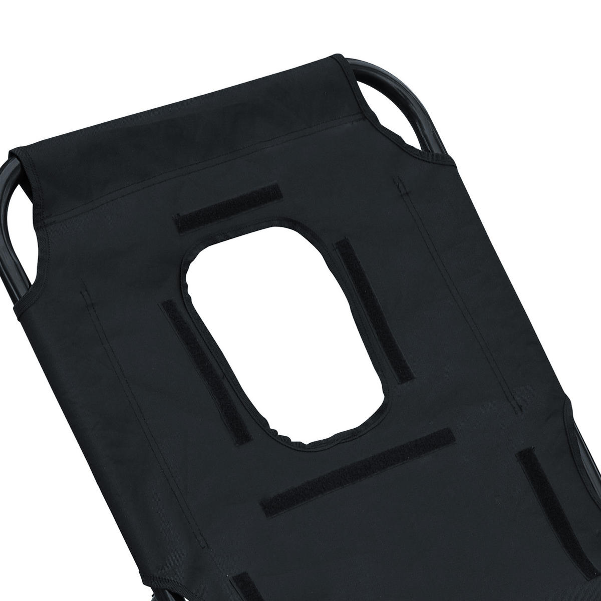 SONNENLIEGE Gartenliege Relaxliege mit Gesichtsöffnung Schwarz - Schwarz, Metall (56/28/190cm) - ComfortXL