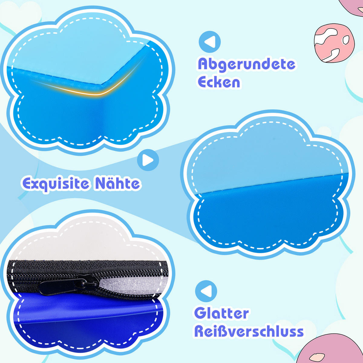 SCHAUMSTOFFBLOCK Blau (6-teilig) - Blau, Leder (60/20/40cm) - COSTWAY