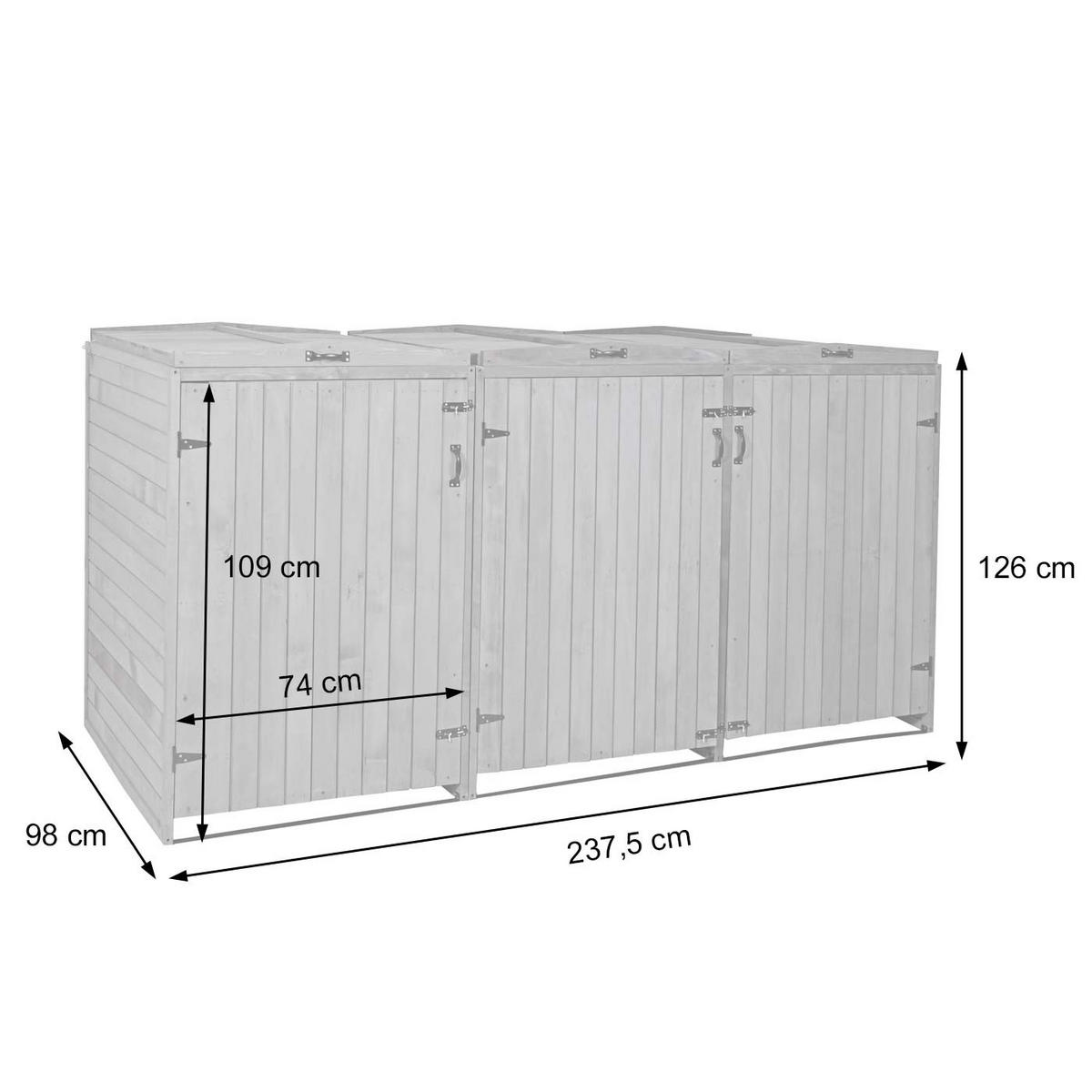 3ER-/6ER-MÜLLTONNENVERKLEIDUNG Grau, Weiß - Weiß/Grau, Holz (237/126/98cm) - MCW