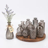 10XVASEN - Grau, Glas (14.5cm) - Relaxdays