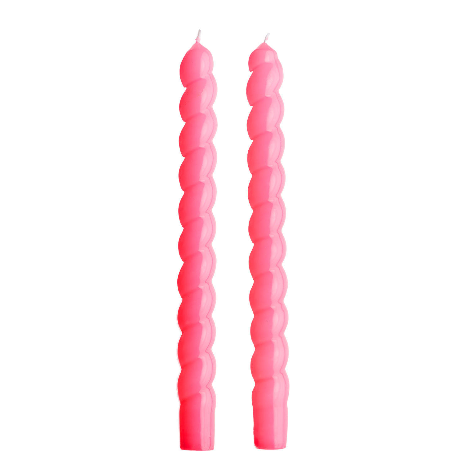 STABKERZEN (2er Set) Twisted lackiert - Pink, Naturmaterialien/Paraffin (2/25/2cm) - Butlers