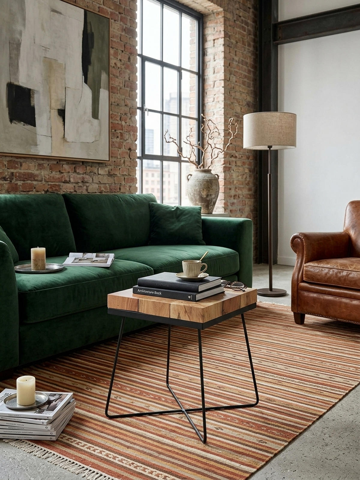 BEISTELLTISCH – Quadratisch Akazie Massivholz Metallgestell Industrial - Beige/Schwarz, Holz/Metall (45/45/51cm) - KADIMA DESIGN