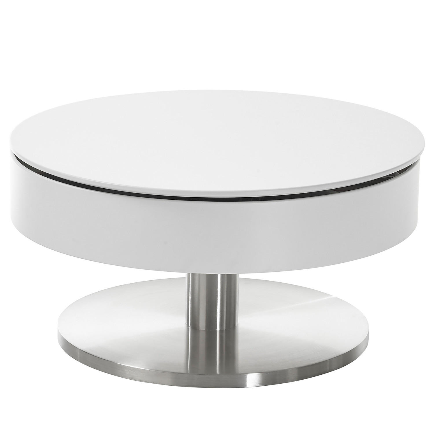 COUCHTISCH mit Stauraum - Weiß / Silber - Weiß, Holzwerkstoff/Metall (79/79/40cm) - home24