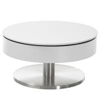 COUCHTISCH mit Stauraum - Weiß / Silber - Weiß, Holzwerkstoff/Metall (79/79/40cm) - home24