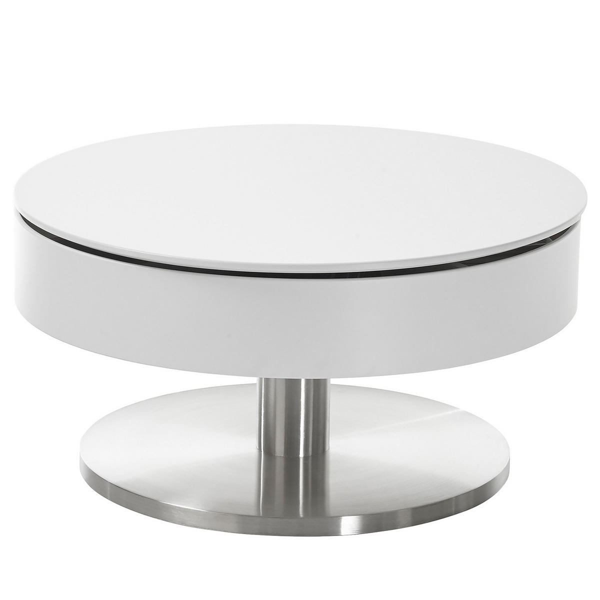 COUCHTISCH mit Stauraum - Weiß / Silber - Weiß, Holzwerkstoff/Metall (79/79/40cm) - home24