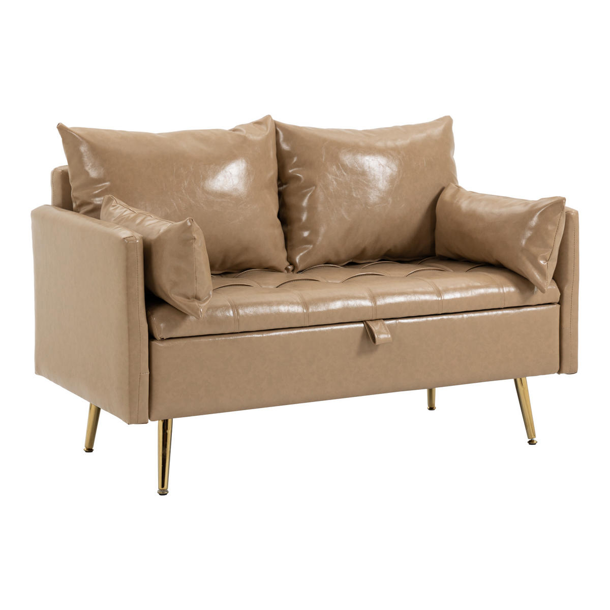 SOFA Sysmä - Goldfarben/Cappuccino, Holz/Metall (122/72/65cm) - [en.casa]