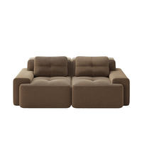SOFA modular mit Tiefsitz 74 cm Cord Braun - Braun, Kunststoff (104/69/204cm) - Meubliv