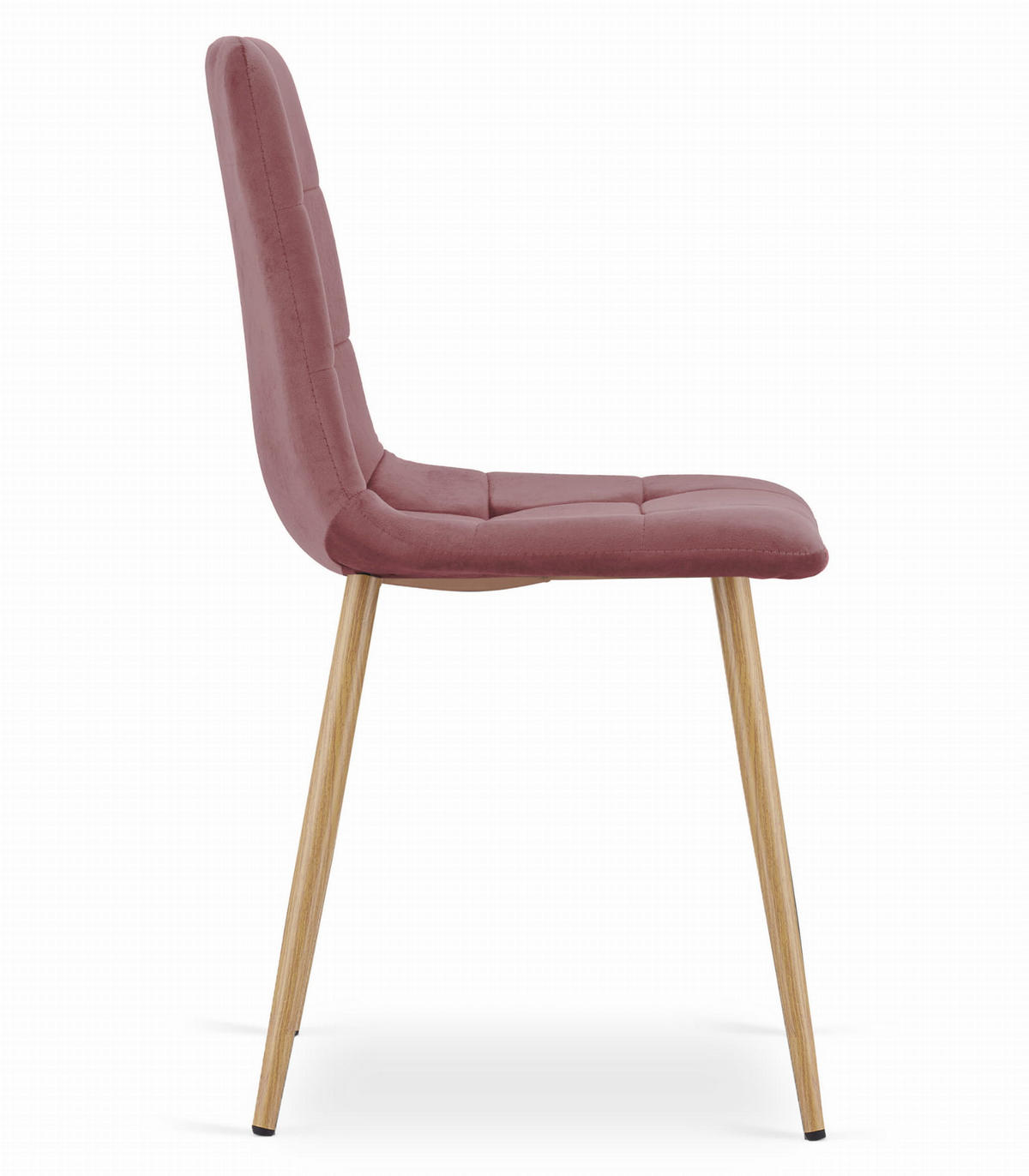 STUHL CETARA 4-er Set, Rosa, Metallbeine in Holzfarbe, mit Samtstoff gepolstert - Rosa, Textil/Metall (45/87/51cm) - Komodee