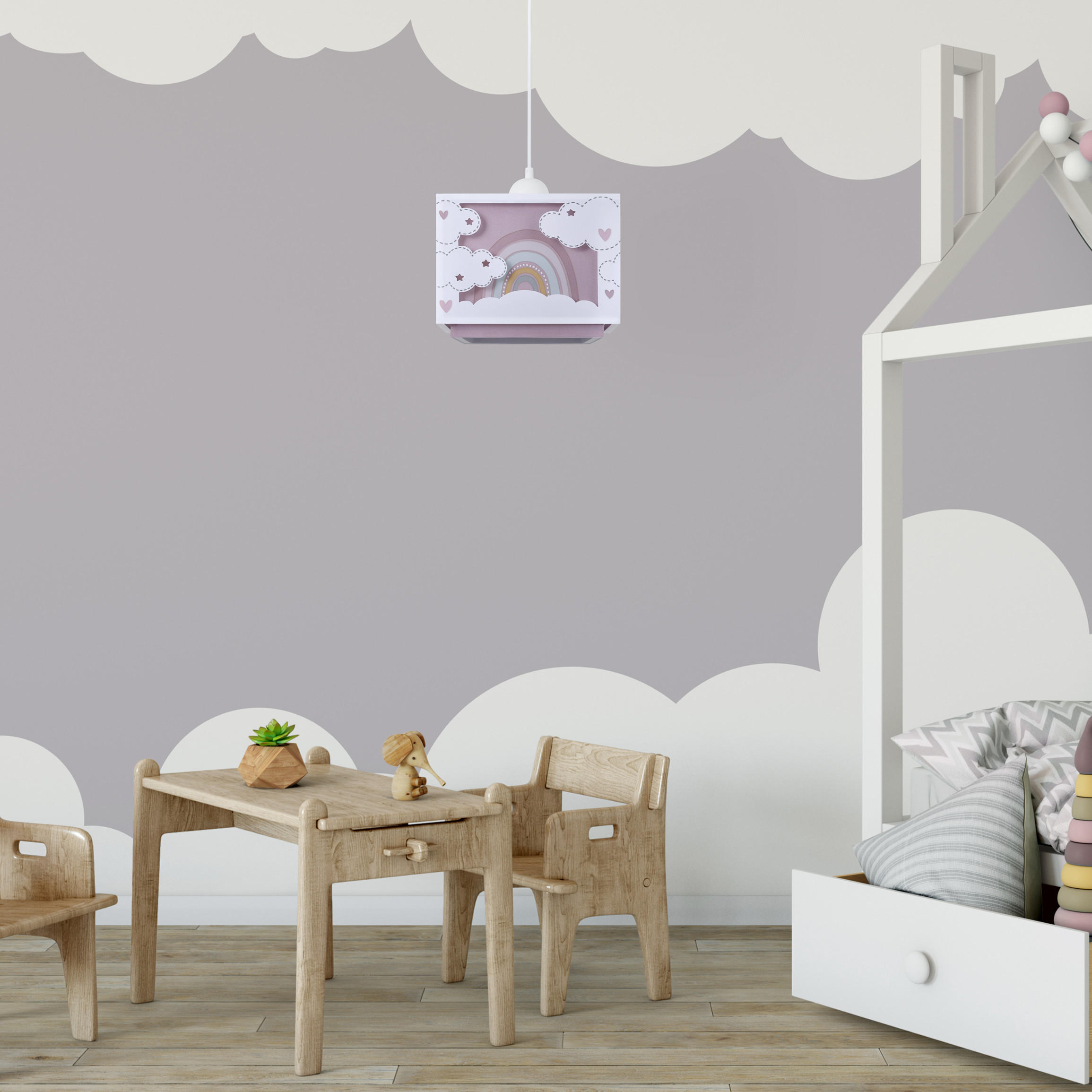 PENDELLEUCHTE Greta Pd Rainbow - Beige, Kunststoff (24/24/24.9cm) - Paco Home